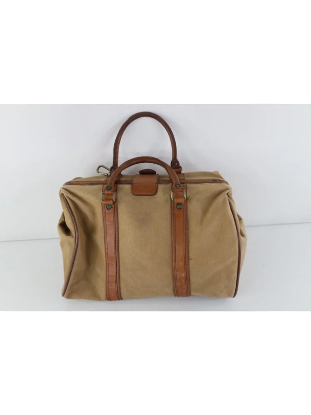 Vintage 90s Streetwear Distressed Canvas Leather Handled Pull Open Doctors Bag